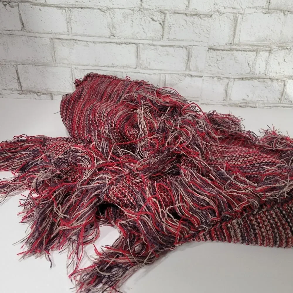 Cute red and purple fringe infinity scarf